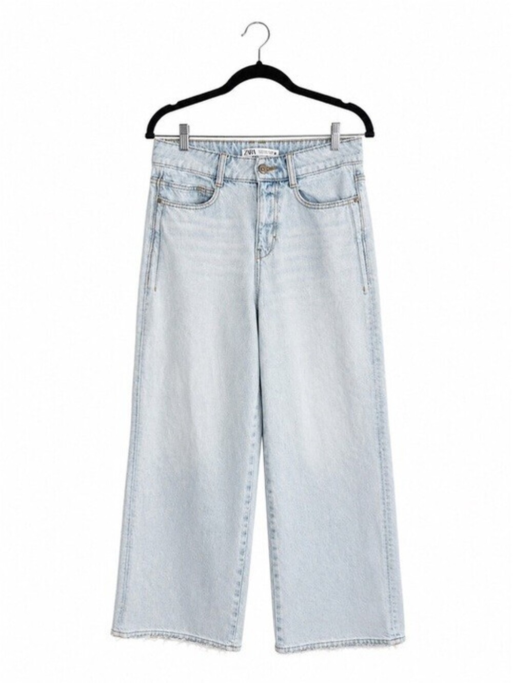 Zara High Rise Wide Leg Jeans Light Wash 100% Cotton Women's US 4